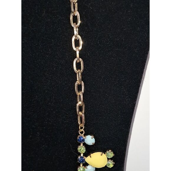 A Lilly Colorful Statement Necklace Rhinestone Gold Tone Fairy Core Royalty - Picture 3 of 11